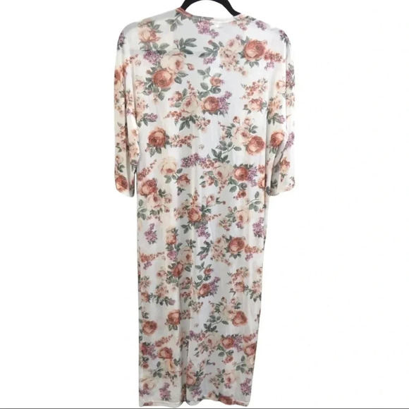 Ultra Flirt by Ikeddi's calf-grazing printed duster kimono New With Tags - Picture 3 of 3
